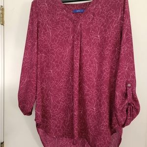 Burgundy long sleeved top. Size L
